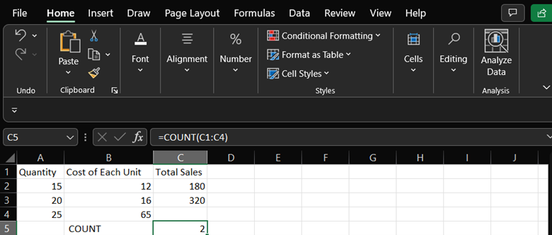 Basic Formulas in Excel